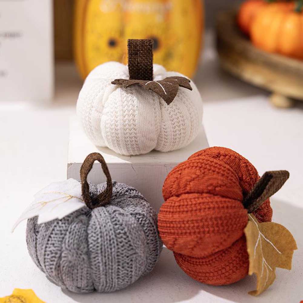 Three Piece Fall Harvest Pumpkin Decoration Set Made From Polyester Perfect For Autumn Home And Holiday Party Use