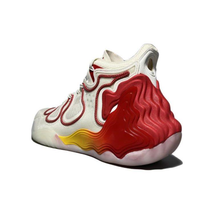Anta Serie Stella Montagna Stella Ammortizzanti Antiscivolo Resistenti all'Usura Leggeri Mid-Top Scarpe da Pallacanestro Uomo Sneaker Bianco Rosso 112121818A-5