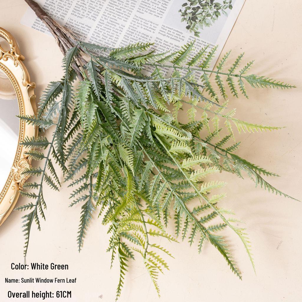 Sunny Window Fern Leaf Rose Wedding Bouquet - Faux Flower Home Decor