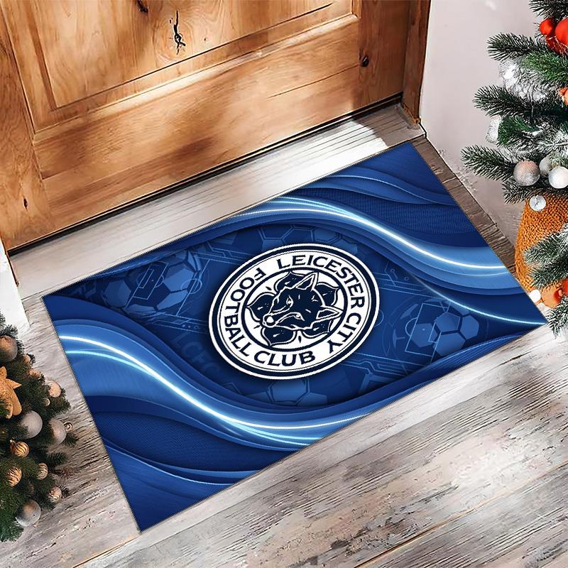 Tappeto in Velluto di Cristallo con Stampa del Leicester City Football, Comodo Assorbente d'Acqua Antiscivolo Tappeto per Pavimenti Interni