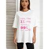 White Oversized T Shirt With Pink Success Motivational Quote Print For Casual Wear And Street Style