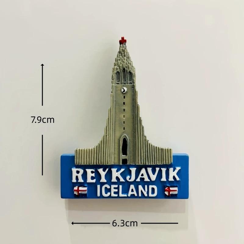 Iceland Reykjavik Resin Fridge Magnet Stickers Travel Souvenir Gift Landscape Refrigerator Magnet Home Kitchen Decor