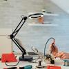 10 Brightness Levels Desk Lamp Adjustable Folding Arm Lamp Magnifying Glass Light  Office Use