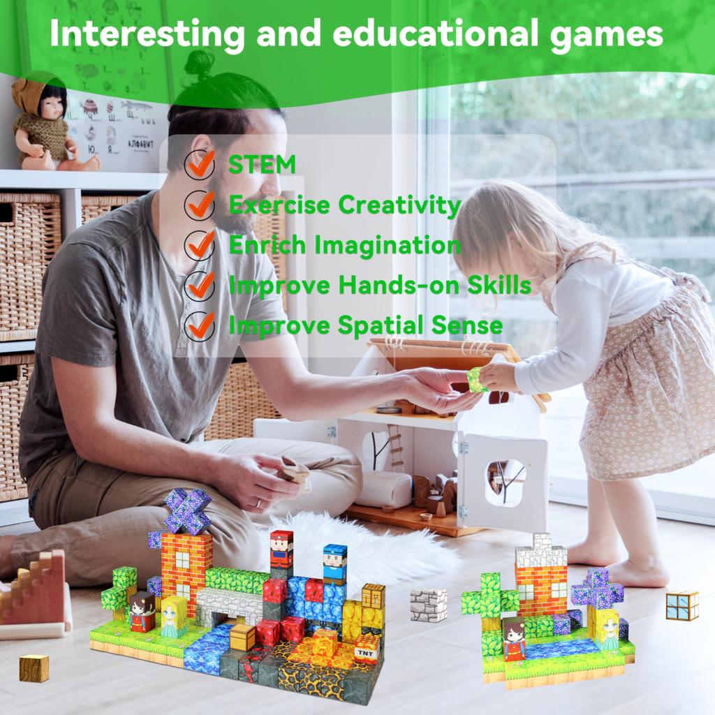 Yolla Loos 150-Piece Magnetic Building Blocks Toy - Montessori Toy Set, Magnetic Building Blocks for Boys and Girls Ages 6+