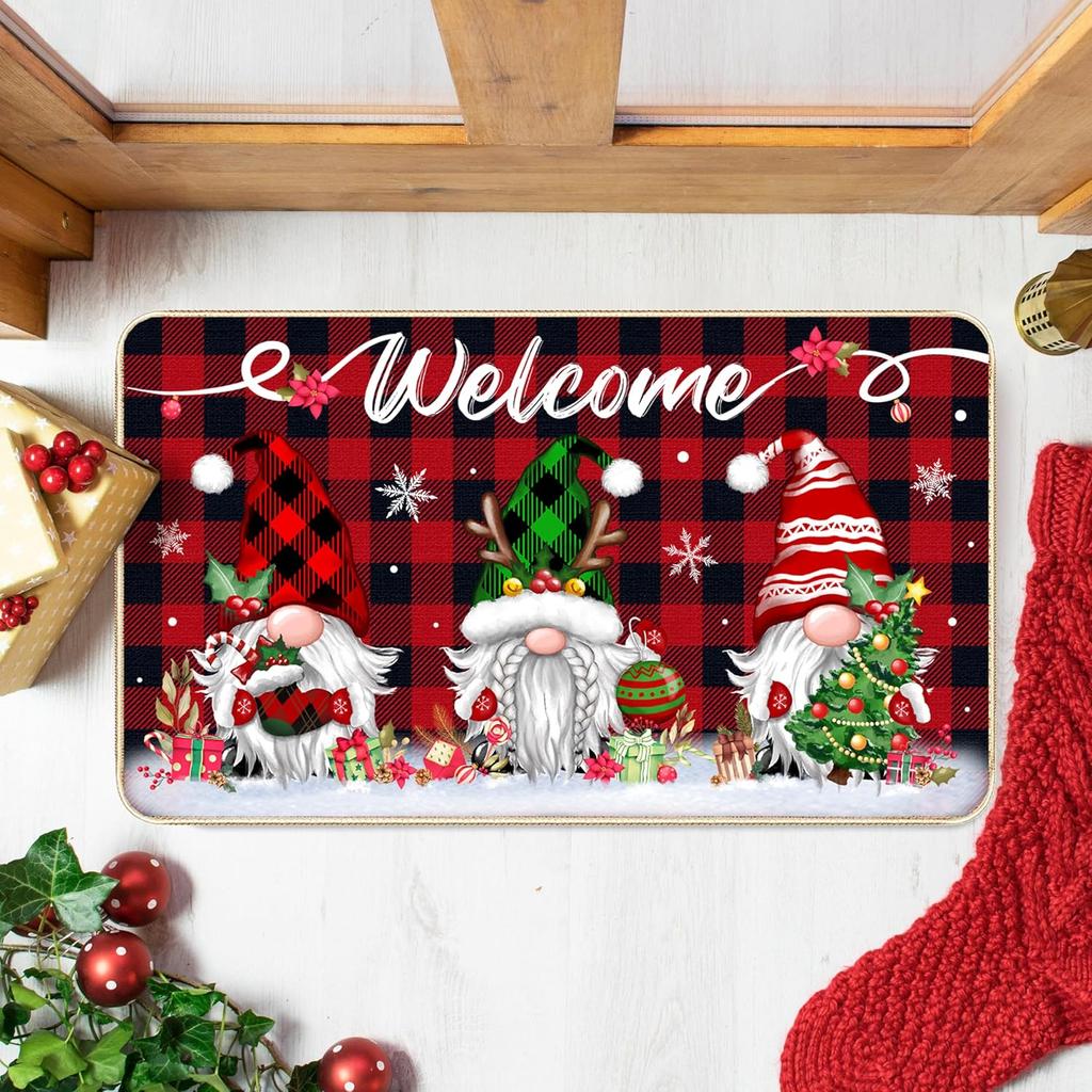 2024 New Christmas Welcome Mat Christmas Dwarf Area Rug Festive Atmosphere Home Decor Indoor Outdoor Entrance Mat
