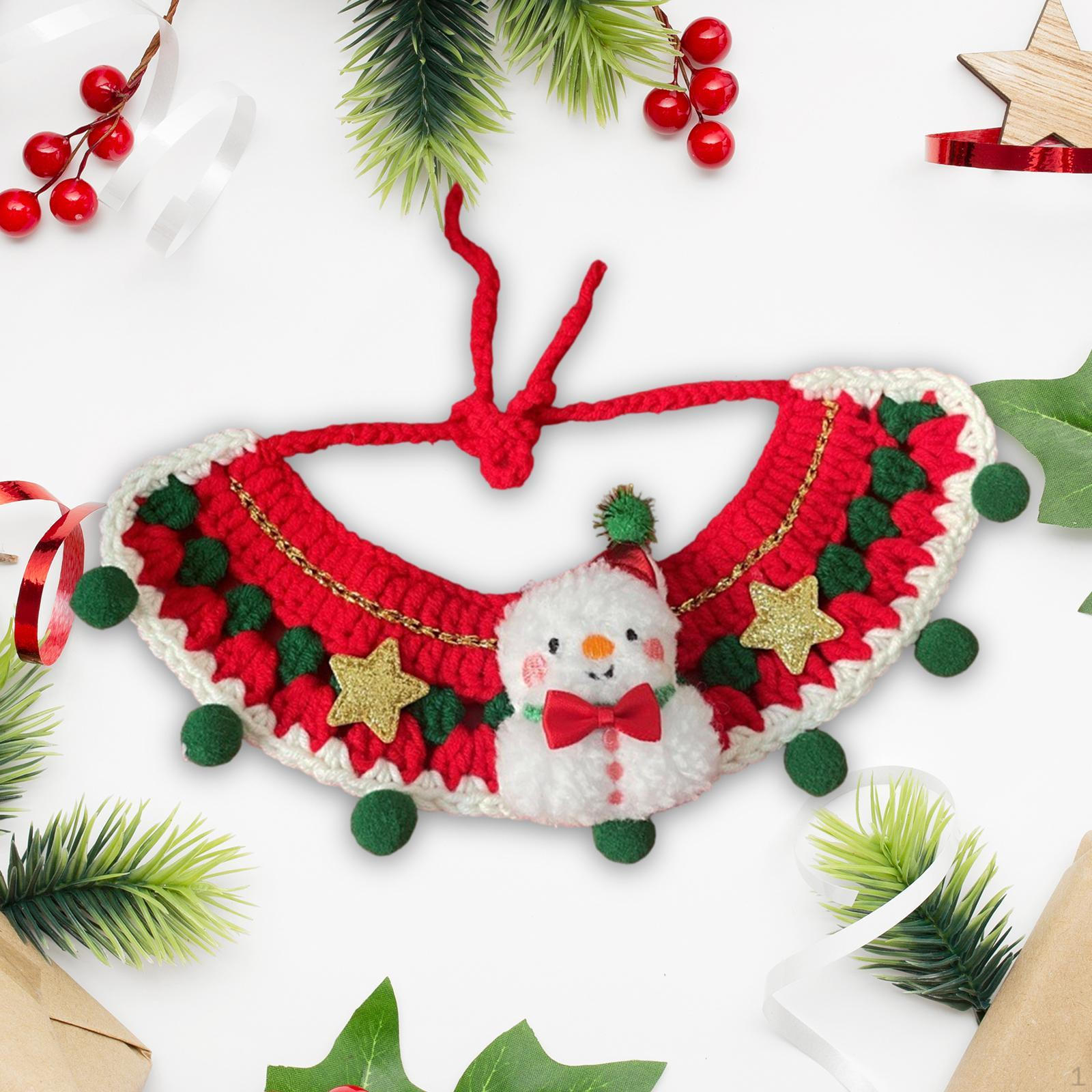 

Вязаный ошейник для кошек, рождественский праздничный декор для собак, наряды для кошек, ручная работа, праздничный