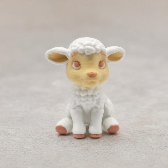 Sheep Desktop Decoration 3D Printed Figurine, Mini Statue for Desk Decor, Small Animal Figurine Sitting Lamp Sculpture Ornament, Gift Lovers PLA