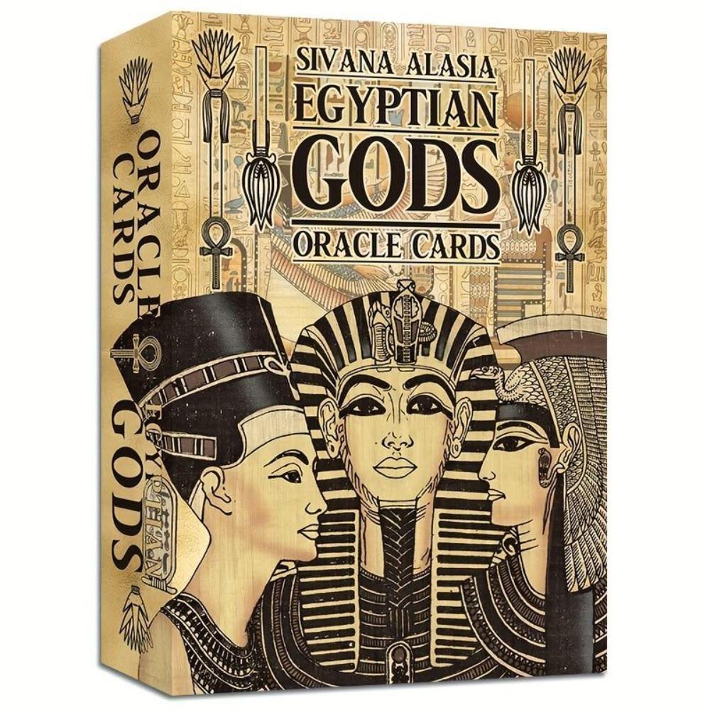 Egyptian Gods Oracle Cards 12.6*8.9cm - Ancient Egypt Divination Deck for Meditation, Guidance - Papyrus Art Style