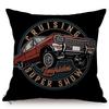 Vintage Motorcycle Club New York Motor Race Funky Throw Pillow Case Black Letter Print Live Fast Die Young Sofa Cushion Cover