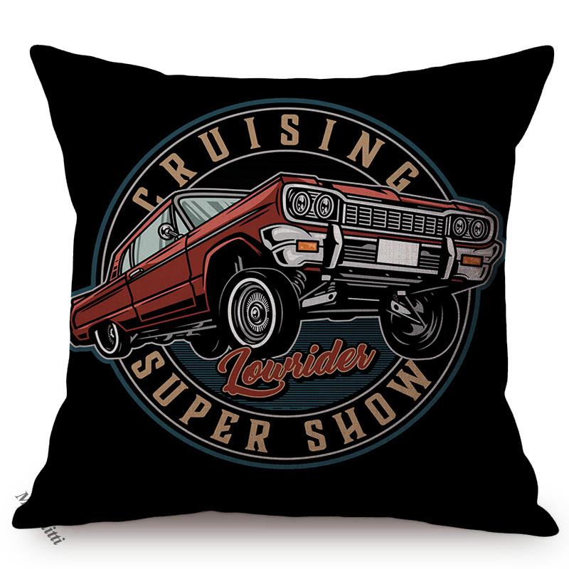 Vintage Motorcycle Club New York Motor Race Funky Throw Pillow Case Black Letter Print Live Fast Die Young Sofa Cushion Cover