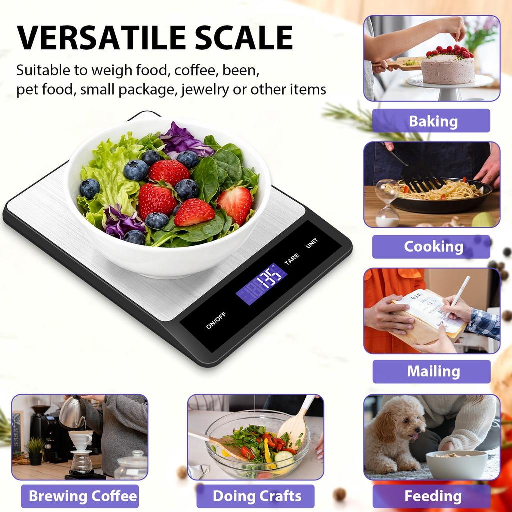 Kitchen Scale, 5kg/1g, with 6 Units, Battery-powered