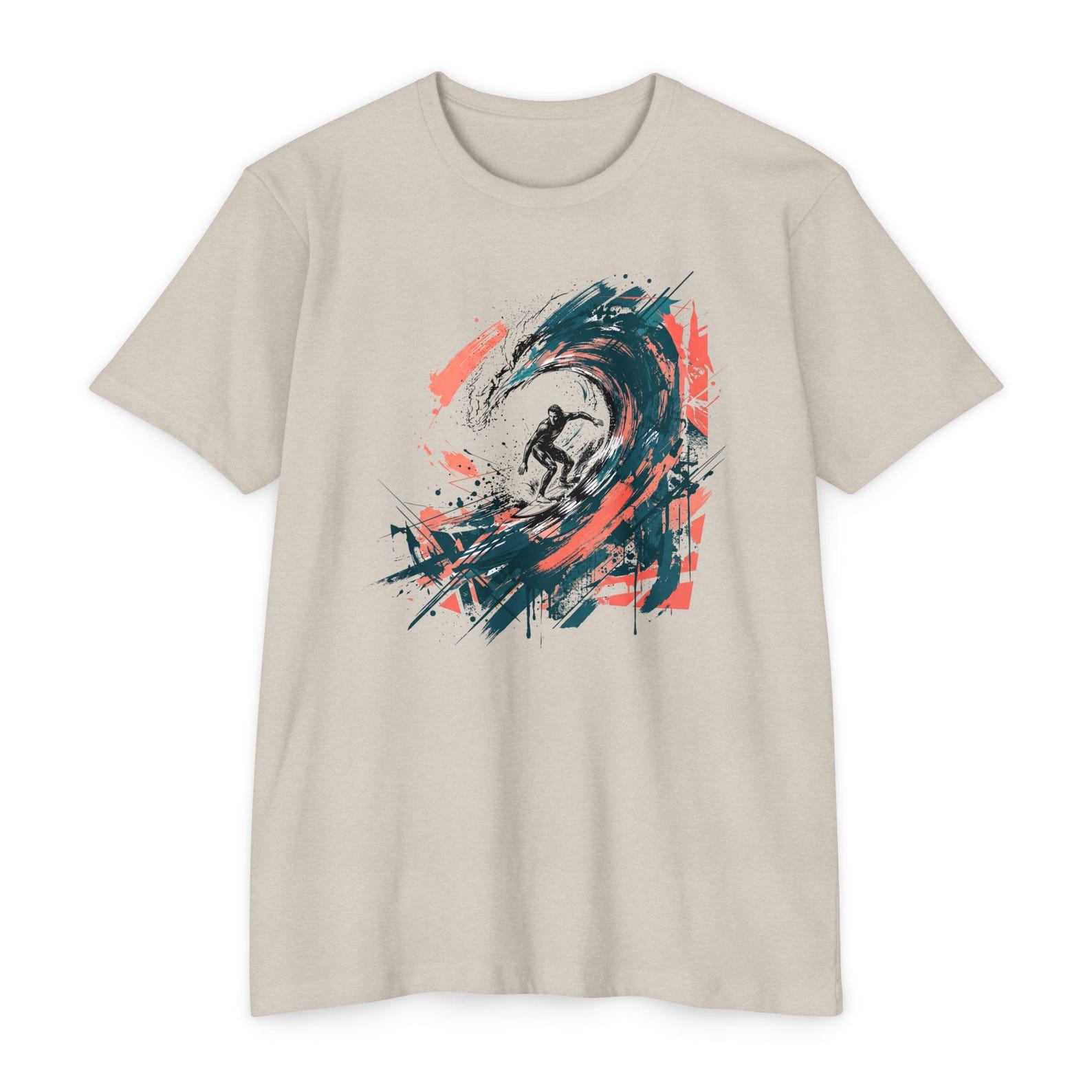 Surf Art T-Shirt | Surfer Wave Paintbrush Tee | Abstract Ocean Graphic | Gift for Surfers XL