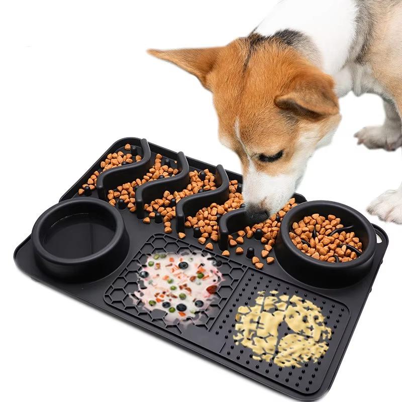 Bite-Resistant Anti-Choking Slow Feeder Silicone Pet Lick Mat Non-Slip Dog Bowl