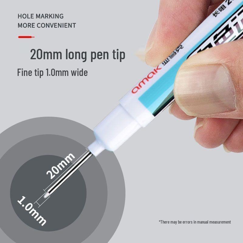 White Long-Head Quick-Drying Waterproof Oil-Based Marker Pen for Construction and Carpentry