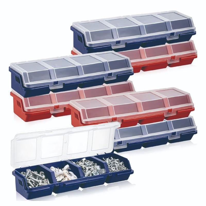 Plastic Screw Parts Organizer Box 4 Compartments Lightweight Portable Storage Holder for Home DIY Craft Nails Screws Hardware
