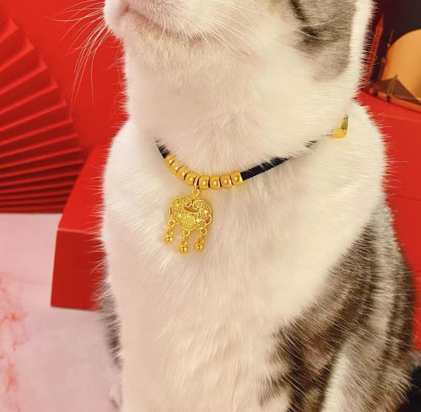 Pet New Year Collar: Adjustable Longevity Lock Necklace for Cats & Small Dogs