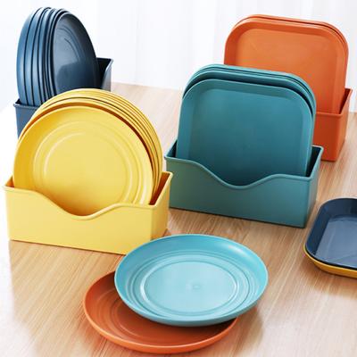 4 pezzi Piatti leggeri infrangibili Piatti riutilizzabili Lavabili in lavastoviglie Piatti per la cena sicuri per microonde Piatti quadrati rotondi colorati per tutti i giorni