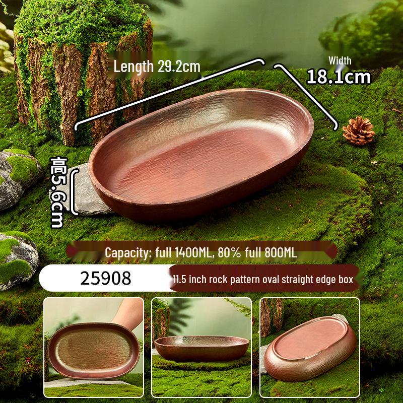 Melamine Plate for Gourmet Hot Pot, Barbecue & Shrimp: Mountain & Field Design