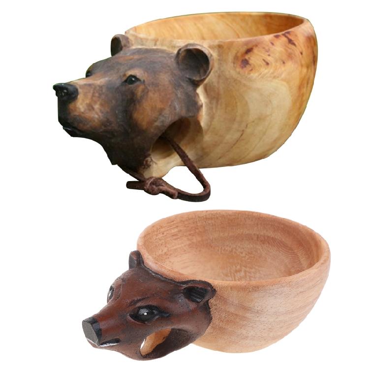 Animals for Head for Image Cup Wooden Mug Animal Shape Portable Camping Drinking