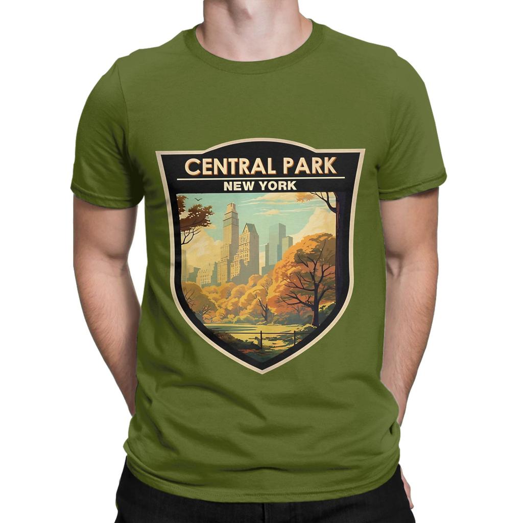 Central Park Travel Art Badge Graphic 100 Cotton TShirt central park season 3 Tops Tees For Unisex