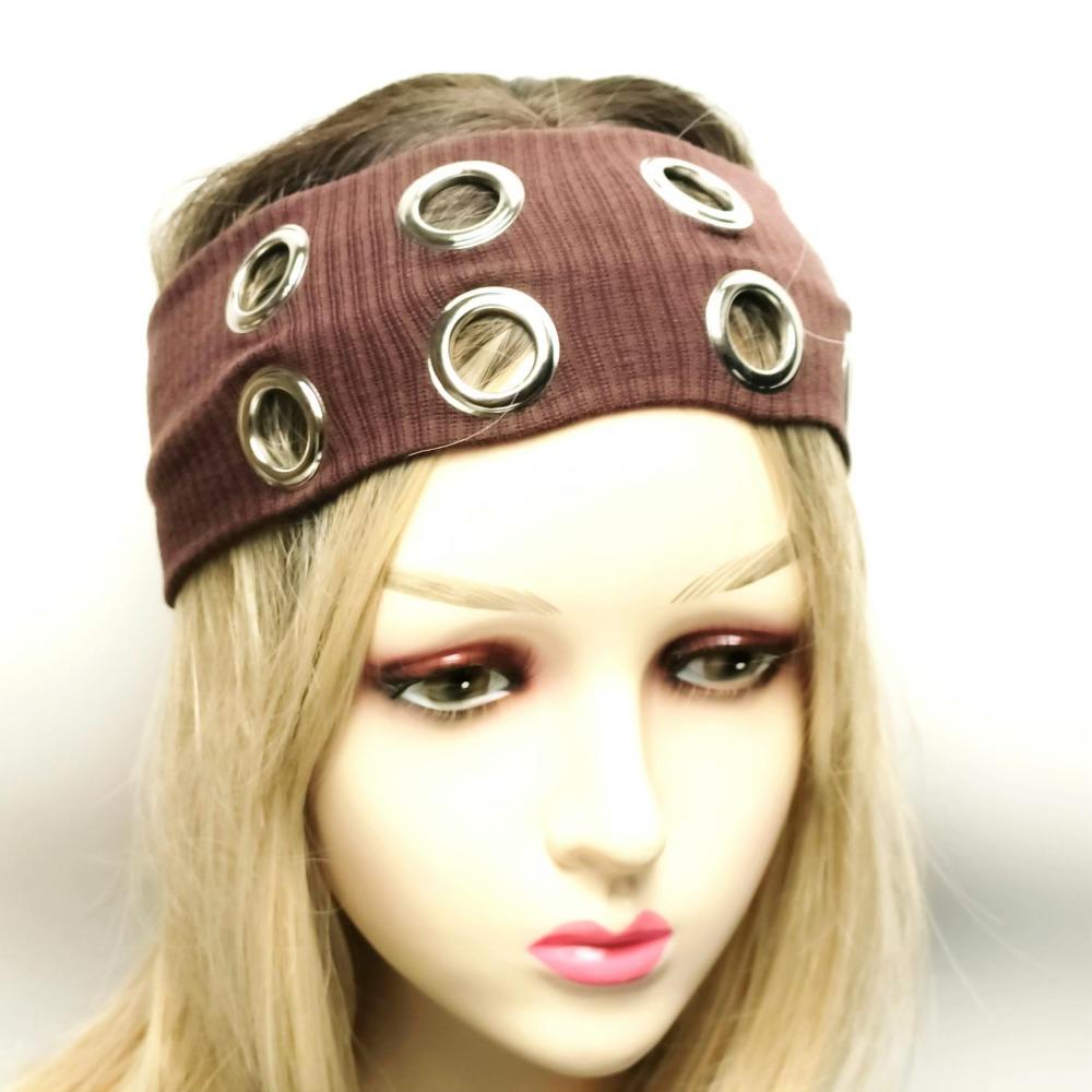 Steampunk Punk Kopftuch mit Ösen Metall Grunge Stil Stirnbänder Haarstyling-Accessoire