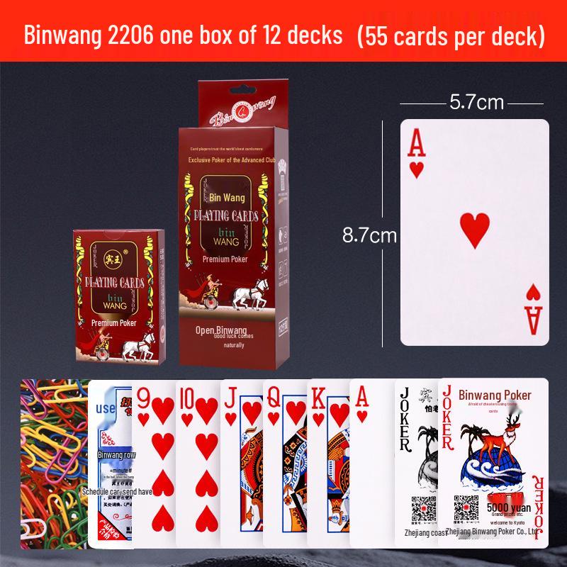 144 Decks of Genuine Binwang 2109/2110 Poker Cards - Thickened Red & Blue Combo for Adults