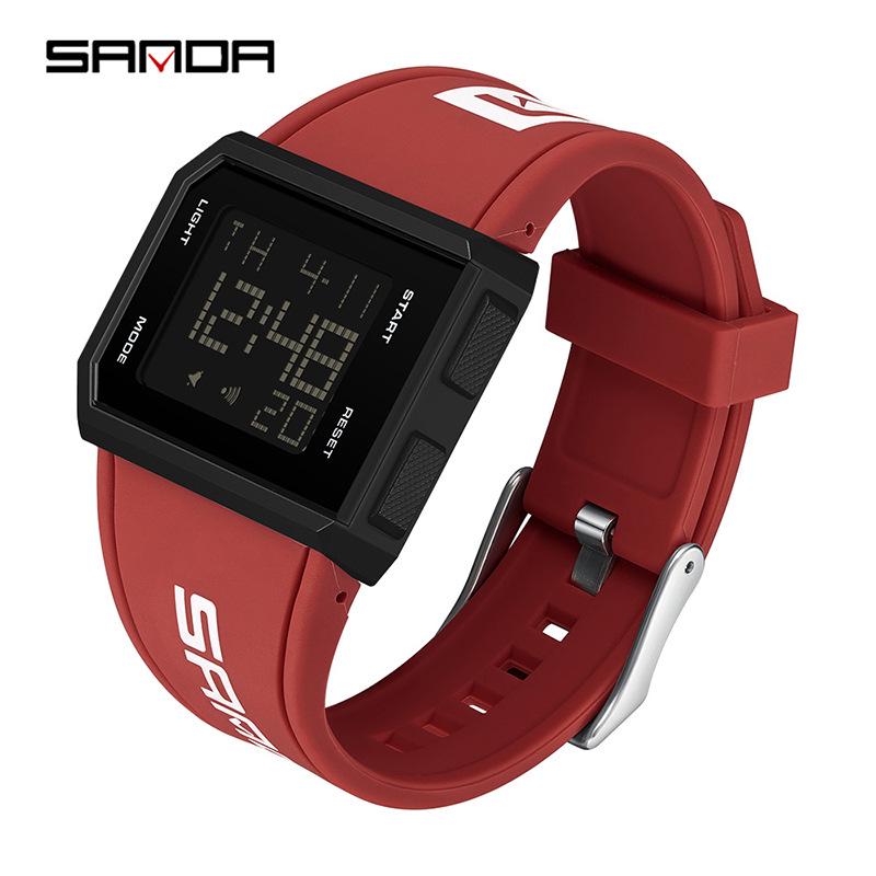 Sanda Unisex Trend Kare Işıklı Su Geçirmez Saat