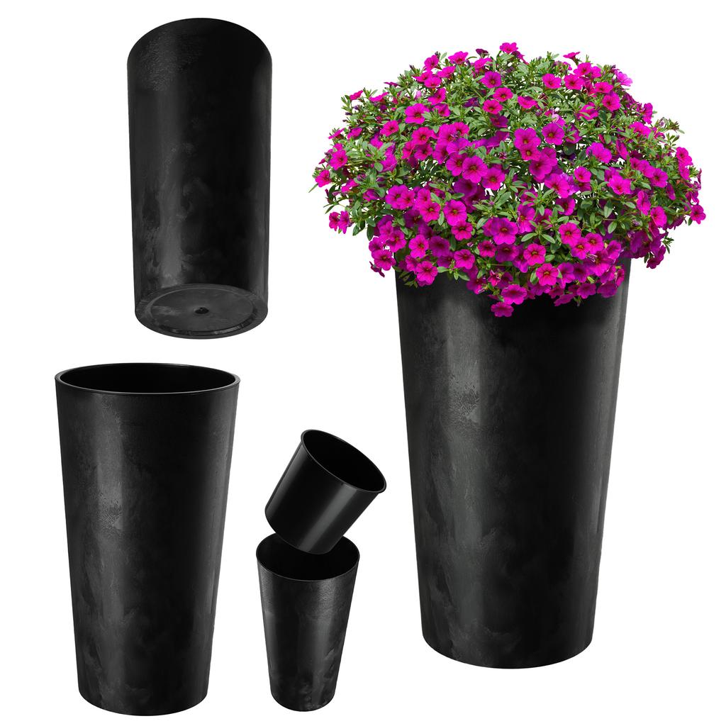 KADAX Doniczka Donica Na Kwiaty 26cm Osłonka Z Wkładem Kwietnik Plastikowa Biała