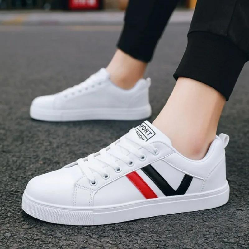 Men's Sports Shoes New Fashion Casual Sneakers Breathable Lightweight Flat Lace-up White Walking Footwear Man Zapatillas Hombre