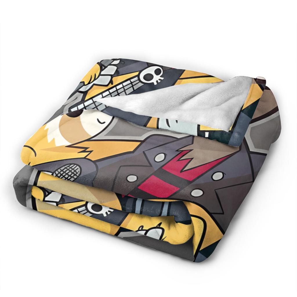 Aggretsuko Flannel Blanket Winter Warm Soft Throw Blanket for Students Outdoor Novelty Bedspread Sofa Bed Cover