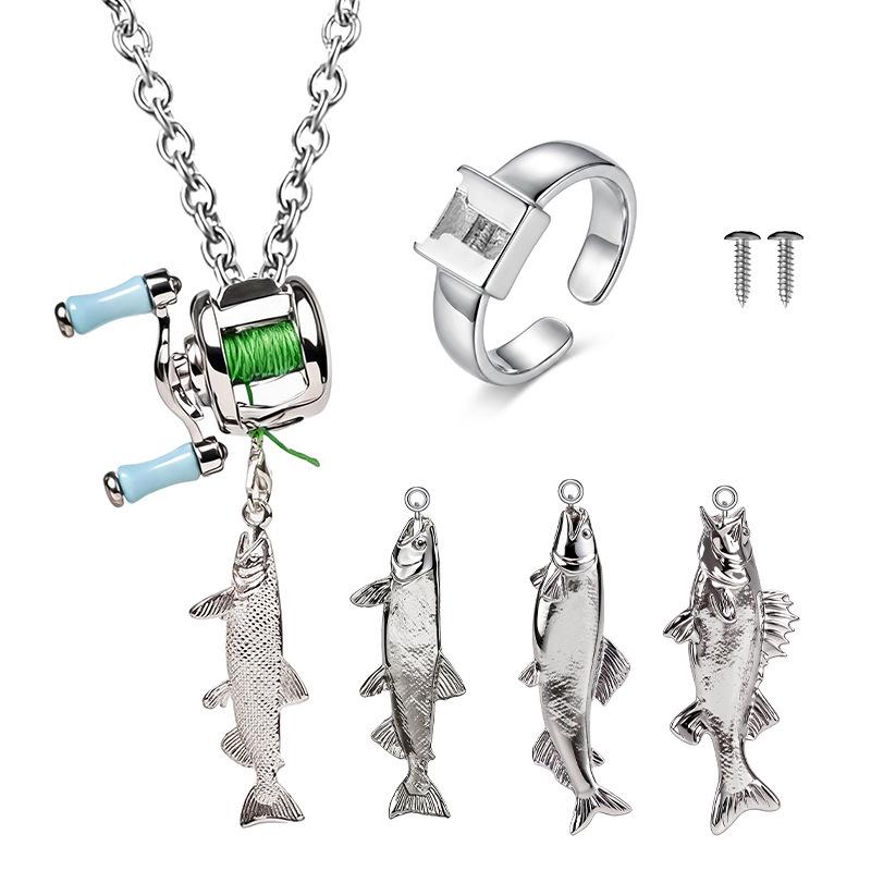 Herren Mini Angelrolle Halskettenanhänger - Hip-Hop Valentinstagsgeschenk für ihn