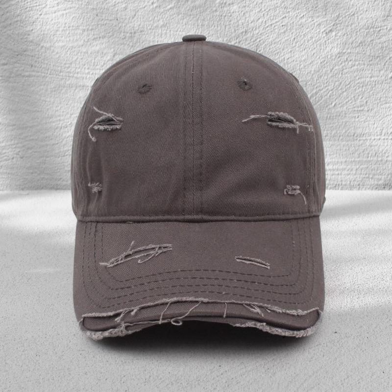 

Персонализированные рваные бейсболки мужские и женские летние трендовые универсальные мягкий верх изогнутый козырек солнцезащитная шляпа кепка с козырьком One Size темно-серого