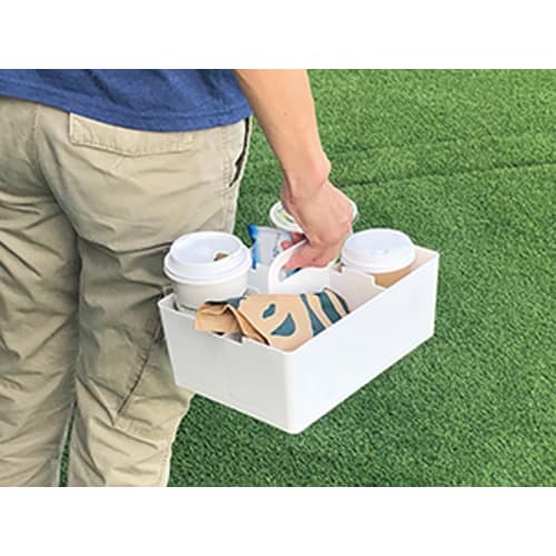 JEJ Astage Storage Box, Desk Tote, Stackable Desk Organizer, Made in Japan, White, 26cm W x 18.8cm D x 14.5cm H