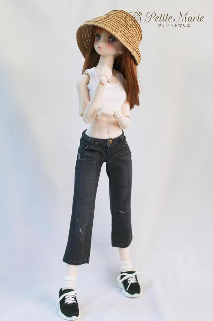 [Petite Marie] 13 DDS Compatible Okayama Processing Distressed 810th Length Wide Jeans Black KOJIMA Processing Jeans Distressed Processing Low Rise