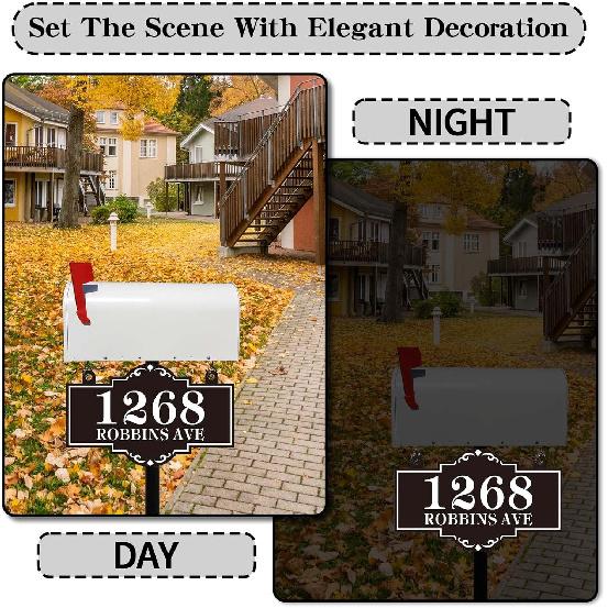 Hanging Address Sign Plaque - Personalized House Number Sign Plaque,House Address Numbers for Outside Mailbox,Lamp Post,Light Post,Metal Reflective