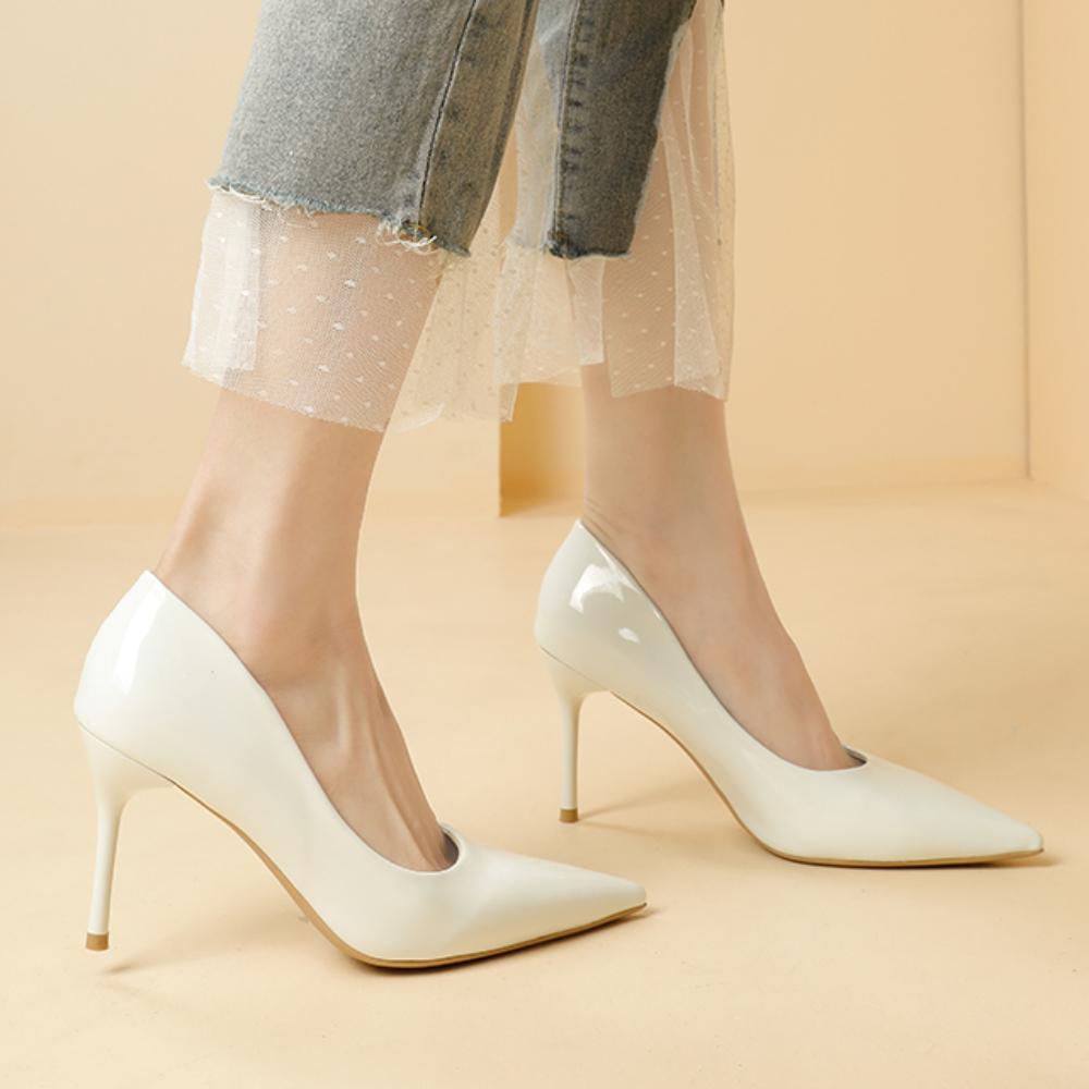 Pantofi cu Toc Înalt pentru Femei 2025 Primăvară/Toamnă Noi Stiletto Culoare Solidă Cu Vârf Decolteu Adânc Eleganți Confortabili Pantofi de Damă