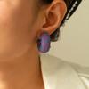 Eco-Friendly Resin Polka Dot C-Shaped Earrings - Trendy Pastoral Style with Stainless Steel, European & American Jewelry.