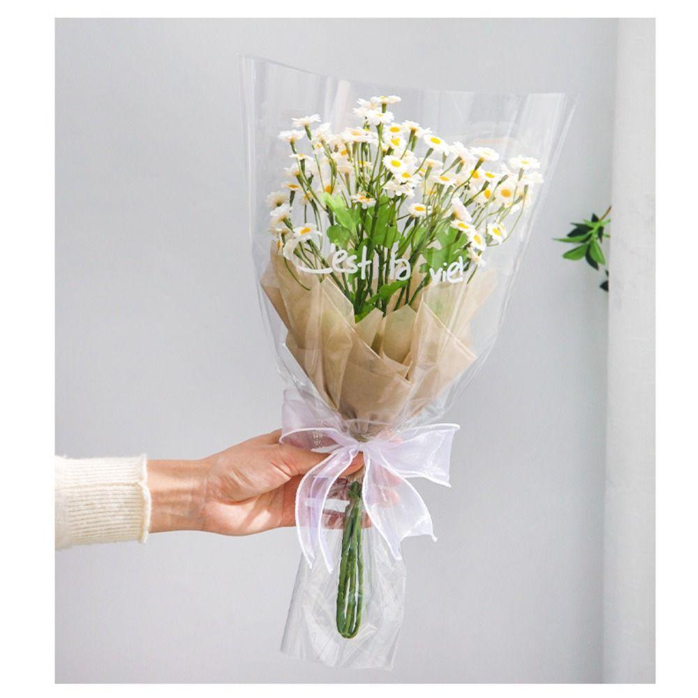 50Pcs Transparent Flower Wrapping Bag Waterproof Floral Wrappers  Wedding Party Decoration