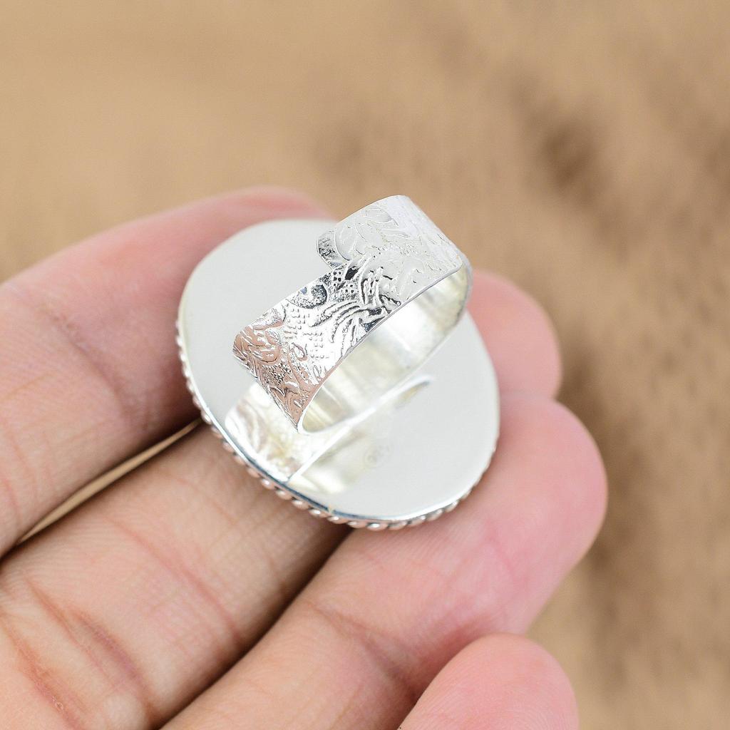 Birthday Gift For Her Natural Moonstone Promise Adjustable Ring 925 Silver