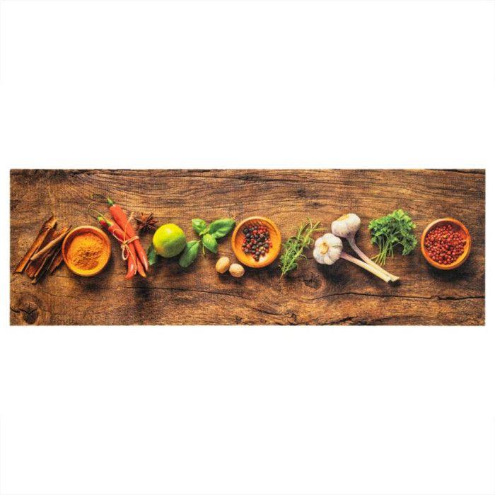 VidaXL Tapis de cuisine lavable impression d'épices 60x180 cm velours 4005606