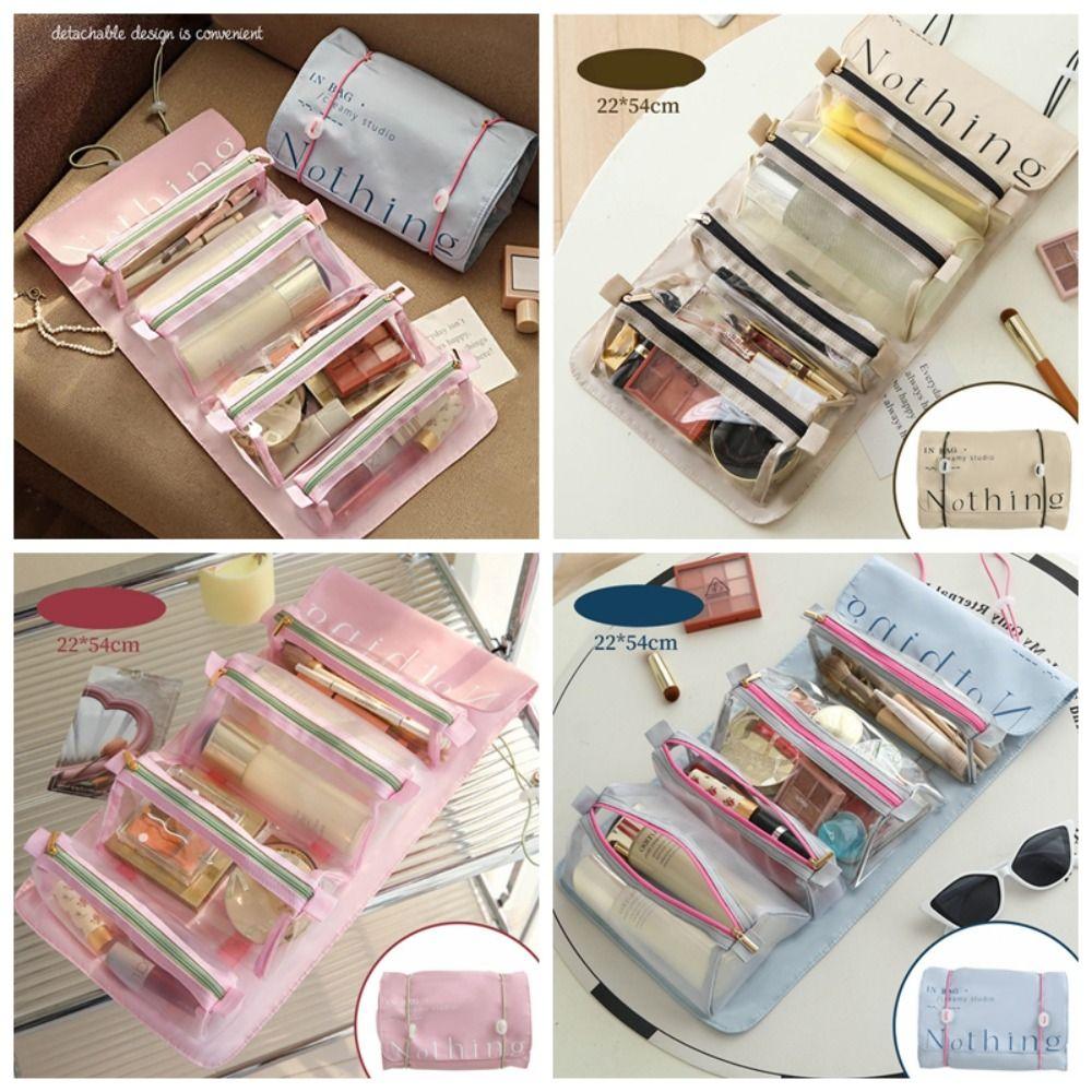 

Zipper Cream Color Makeup Bags Korean Style Student Stationery Bag Fold Cosmetic Bag Travel