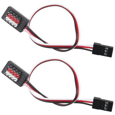 Two 180mm Receiver Extension Cables with Adapter Interface, JR Type Servo Cables for 18, 110, and 116 Scale Remote Control Cars, and Crawler-Type LED