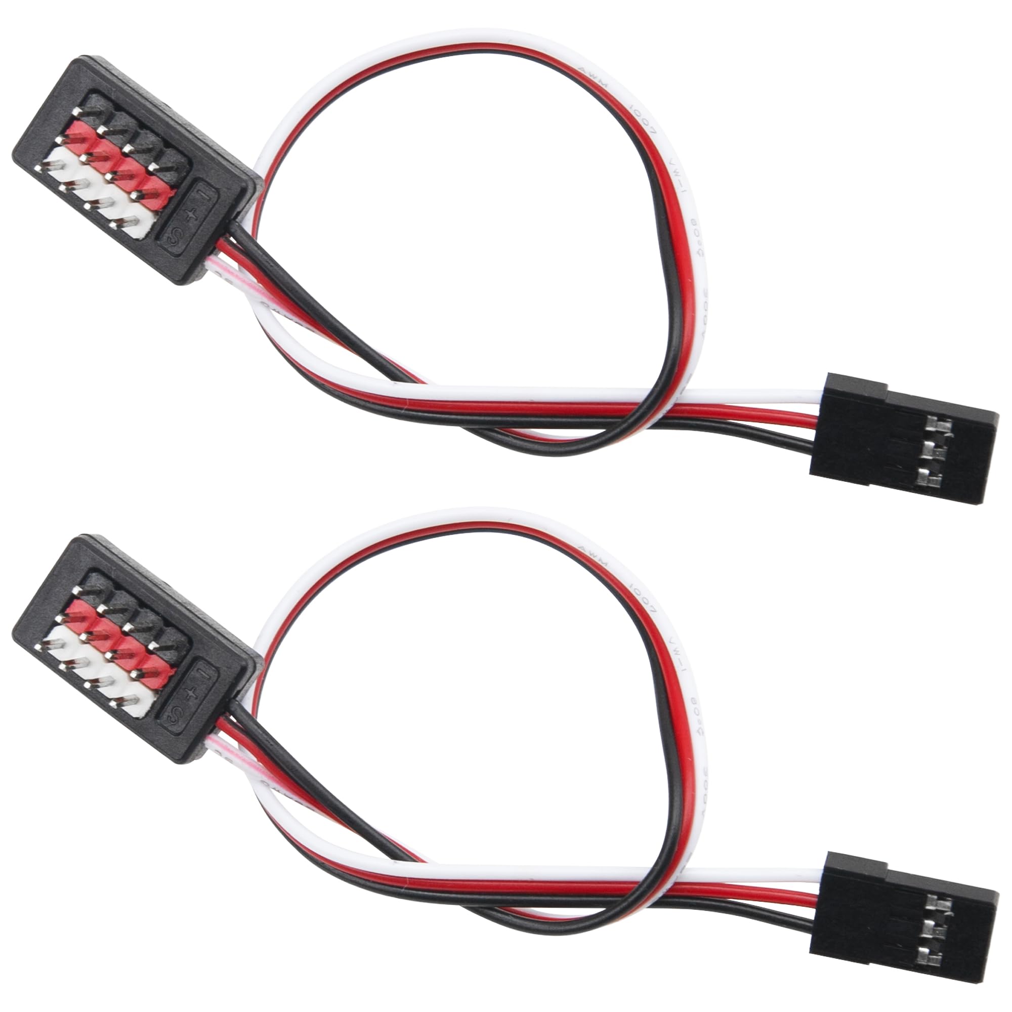 

Two 180mm Receiver Extension Cables with Adapter Interface, JR Type Servo Cables for 18, 110, and 116 Scale Remote Control Cars, and Crawler-Type LED