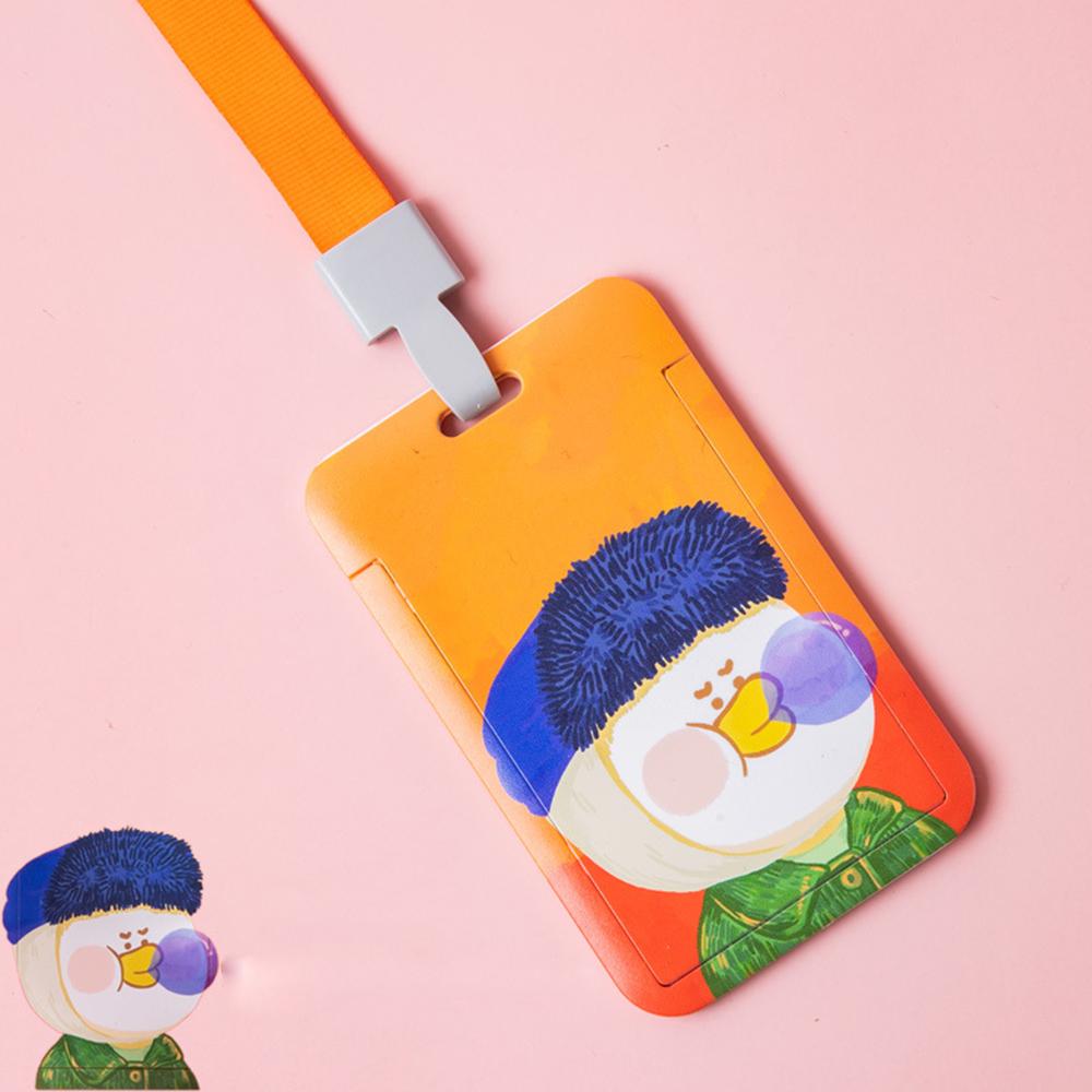 Student Hang Rope Card Holder Oil Painting Card Case Bus Card Protection Cover Pull Badge Holders