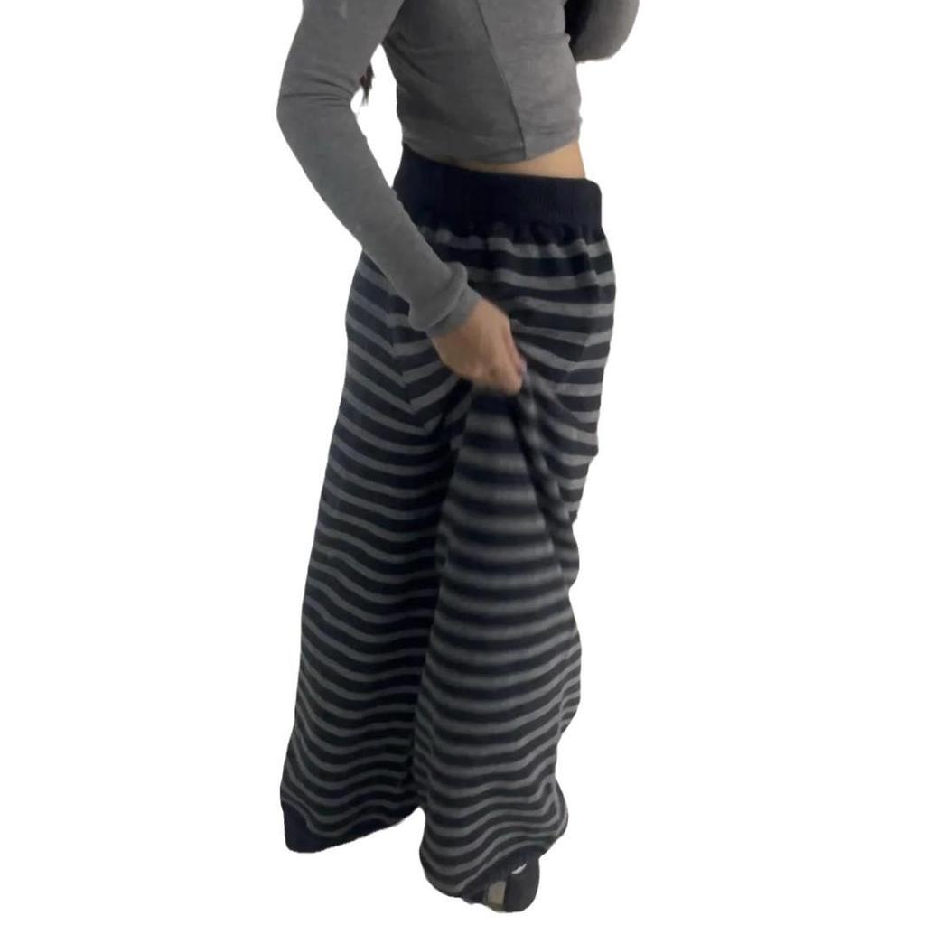 Herbst/Winter Gemütlicher Mädchen-Stil Dicke Warme Gestreifte Wollstrick Casual Hose Damen Trend