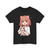 Japanisches Anime Grafik T-Shirt | Manga Vibe Shirt | Anime Mädchen + Katze Shirt