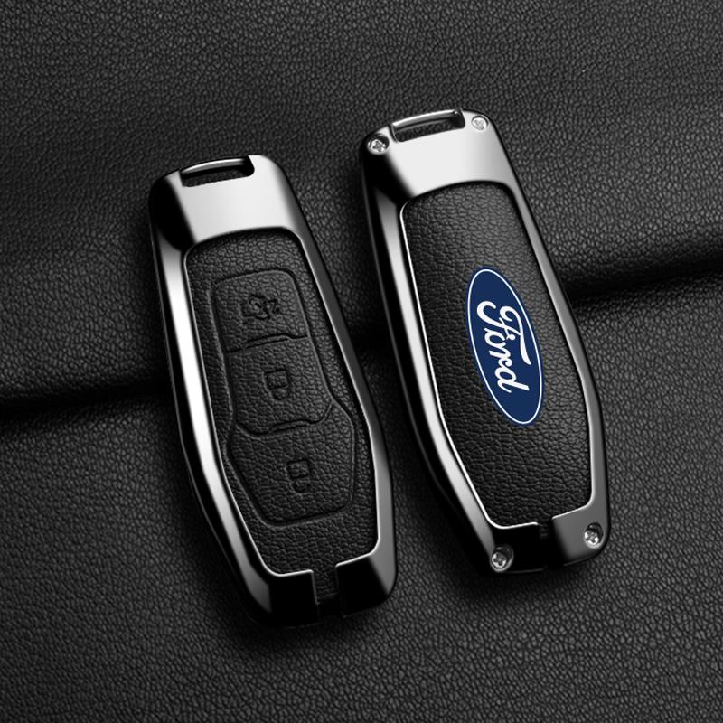 Leder Smart Key Hülle Schutzhülle für Ford Focus 3 4 ST Mondeo 5 MK5 Mustang F-150 Explorer Edge Fiesta Kuga MK3 black