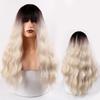 MISS WIG Ladies Fashion Natural Wavy Wig with Bangs Long Wavy Hair Wig for Women Daily Wear