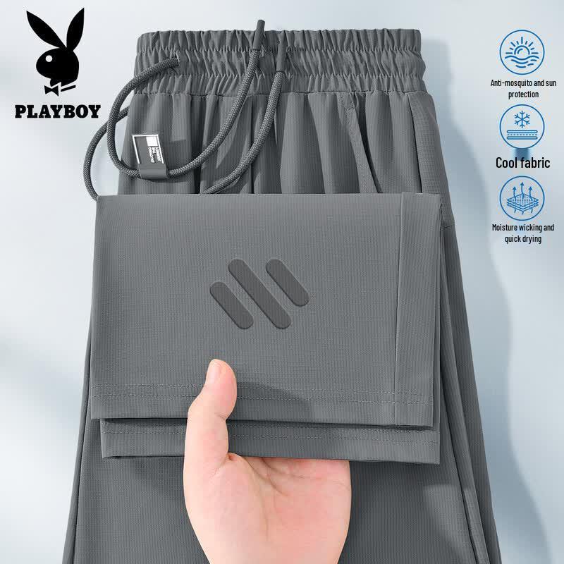 PLAYBOY Men s 2026 Quick-Dry Loose Straight Running Pants 3XL