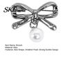 Strong Buckle Brooch Pin, Bow Shape Alloy Lapel Pin with Imitation Pearl, Non-fading Electroplating Anti-Oxidation Badge for Coats Shirts Bags